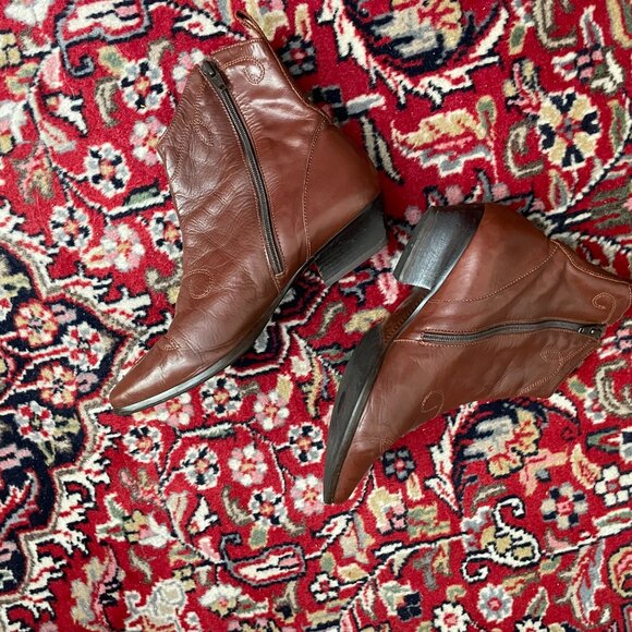 Leather Brown Ankle Boots Western Size 8.5 Ipanema Made in Brazil - Picture 5 of 7